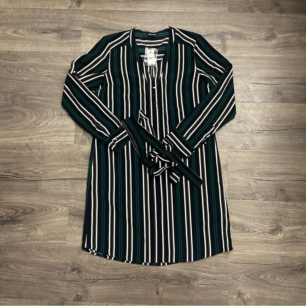 Express Striped Maxi Above Knee Long Sleeve Dress Size Small